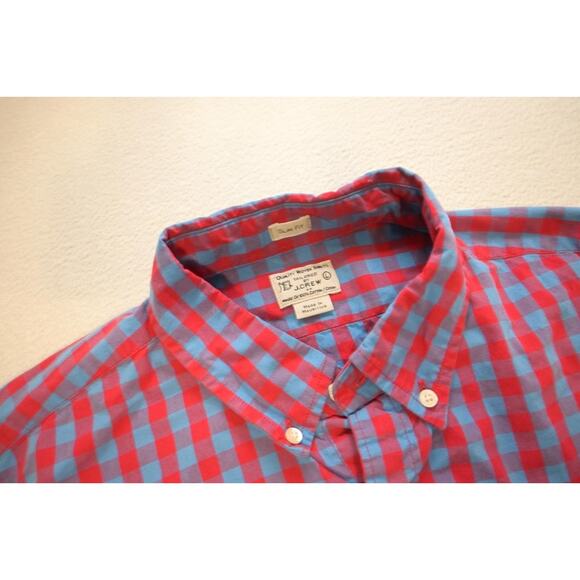 J Crew Slim Fit Casual Button Up Dress Shirt Plaid Long Sleeve Mens Size Large - Picture 7 of 8